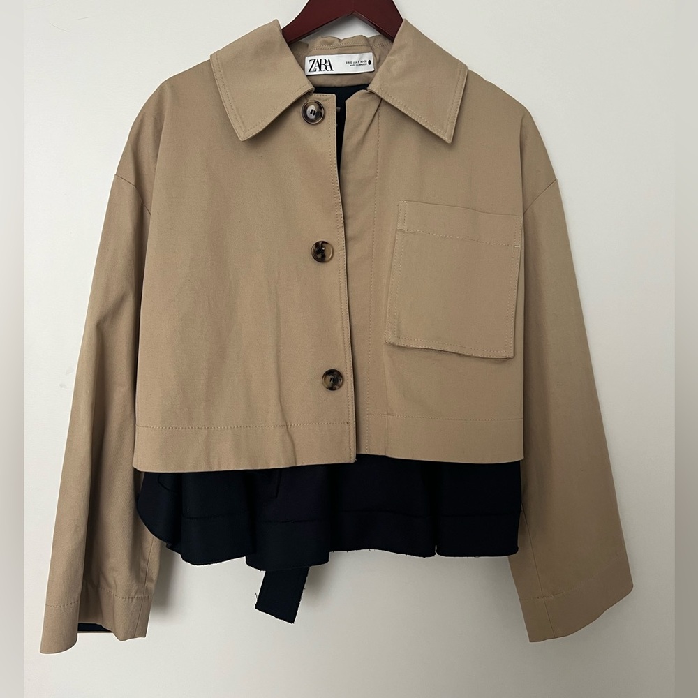 Zara Khaki/Navy Crop Jacket. NWOT. Size Small